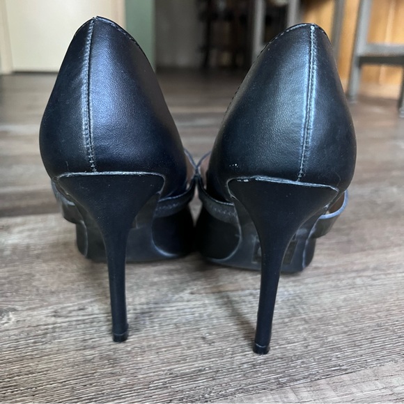 Black Stiletto Pointy Toe Heels with Patent Leather Mary Jane Strap - Picture 9 of 11